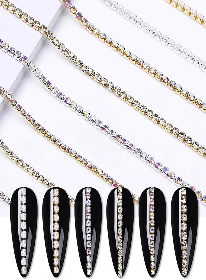 JERCLITY 1 Box 12 Strips Nail Chains for Nail Art Gold Alloy Metal Nail Art Chains Inlay Colorful Rhinestone for Acrylic Nail Art Punk Chain Nail Studs 3D Nail Chains Accessories for Women Nail Art - Image 5